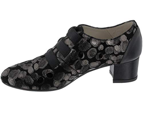 Brenda Zaro, F2944 - Tudes para mujer A_Talon_Mocasín negro metalizado, Negro (Noir Antracita), 36 EU
