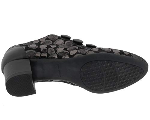 Brenda Zaro, F2944 - Tudes para mujer A_Talon_Mocasín negro metalizado, Negro (Noir Antracita), 36 EU