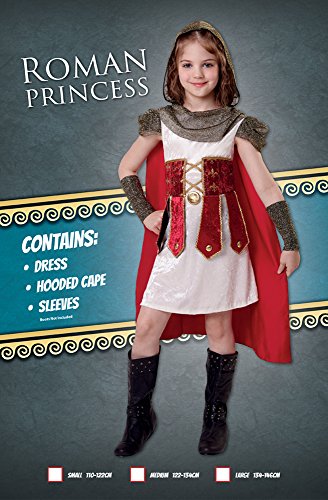 Bristol Novelty CF032 Traje Princesa Romana, Mediano, 122-134 cm, Edad aprox 5-7 años