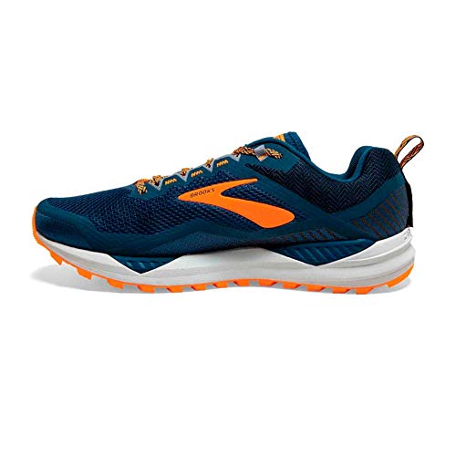 Brooks Cascadia 14, Zapatillas para Correr Hombre, Poseidon/Orange/Grey, 44.5 EU