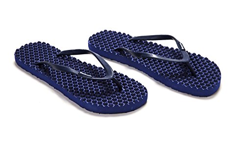BUMPERS Sandalias de Masaje de acupresión para Mujer - Chanclas de reflexología con un cómodo diseño de Plantilla y Suela con Agarre Firme (39-40, Azul Marino)
