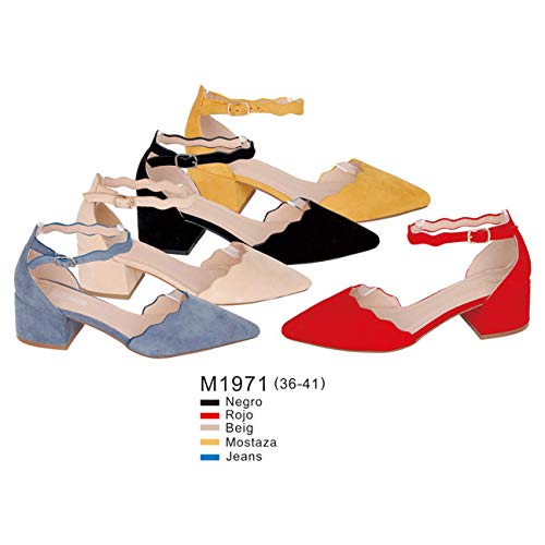 BUONAROTTI Zapato Salon Mujer Corte Ondulado TOBILL - Mujer Color Mostaza Talla 39
