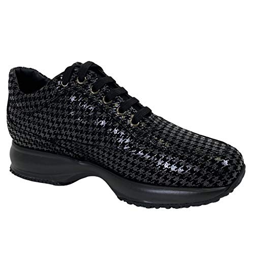 C01 Sneakers Donna HOGAN Interactive Black Suede Glittery Shoes Women [39]