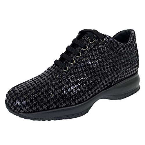 C01 Sneakers Donna HOGAN Interactive Black Suede Glittery Shoes Women [39]