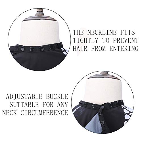 Cabo de peluquería para hombre, capa de corte de pelo, impermeable, profesional, con cierre a presión, cabo, peluero de peluquería de 165 x 144 cm (negro)