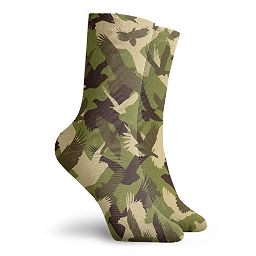 Calcetines cortos de longitud de pantorrilla suaves, siluetas de águila volando alas abiertas, halcón halcón de las fuerzas armadas, calcetines para mujeres y hombres, los mejores para correr