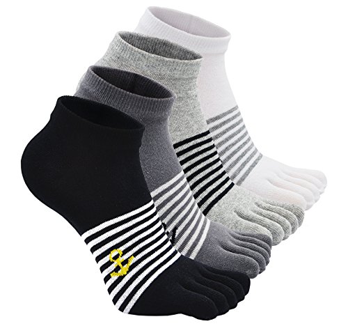 Calcetines de 5 Dedos para Hombres para Deportes Ciclismo Correr, Hombre Calcetines del dedo del pie, Calcetines Dedos de Pies Separados (Multicolor-4 pares)