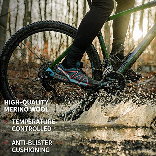 Calcetines Ligeros de Marcha y Senderismo de Lana Merina, para Hombre y Mujer, Térmicos, Transpirables, Acolchados y Anti-rozaduras, Pack de 3 (Multicolor (1x Azul Oscuro, 1x Gris, 1x Negro), 43-47)