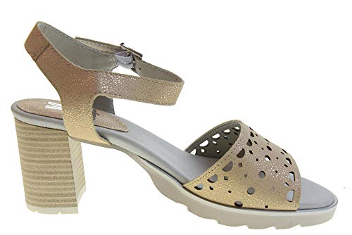 CALLAGHAN Sandalias de tacón de Zapatos de Mujer 24801 Beige Oro Talla 40 Beige/Oro