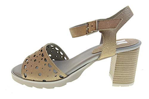 CALLAGHAN Sandalias de tacón de Zapatos de Mujer 24801 Beige Oro Talla 40 Beige/Oro