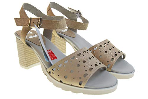 CALLAGHAN Sandalias de tacón de Zapatos de Mujer 24801 Beige Oro Talla 40 Beige/Oro