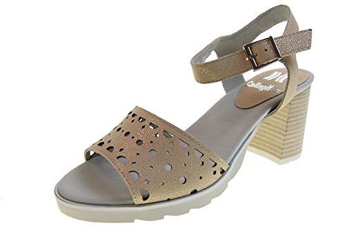 CALLAGHAN Sandalias de tacón de Zapatos de Mujer 24801 Beige Oro Talla 40 Beige/Oro