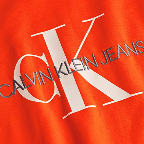 Calvin Klein Jeans Hoodie Monogram REG Sudadera, Naranja impactante, XS para Hombre
