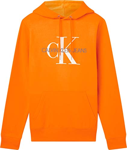 Calvin Klein Jeans Hoodie Monogram REG Sudadera, Naranja impactante, XS para Hombre