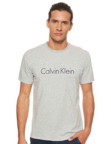 Calvin Klein S/s Crew Neck Top de pijama, Gris (Heather Grey), X-Large para Hombre