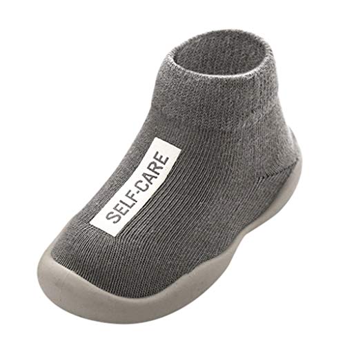 Calzado Casual Infantil Zapatos De Goma Antideslizantes Calcetines De Punto Zapatos De Casa OtoñO Nuevas Botas Desnudas Zapatos para BebéS Y NiñOs ReciéN Nacidos Zapatos De Primer Paso(Gris,25EU)