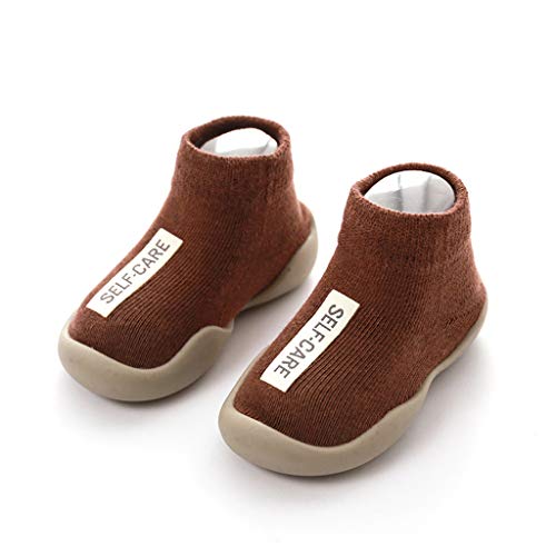 Calzado Casual Infantil Zapatos De Goma Antideslizantes Calcetines De Punto Zapatos De Casa OtoñO Nuevas Botas Desnudas Zapatos para BebéS Y NiñOs ReciéN Nacidos Zapatos De Primer Paso(marrón,21EU)