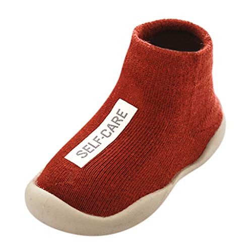 Calzado Casual Infantil Zapatos De Goma Antideslizantes Calcetines De Punto Zapatos De Casa OtoñO Nuevas Botas Desnudas Zapatos para BebéS Y NiñOs ReciéN Nacidos Zapatos De Primer Paso(Rojo,23EU)