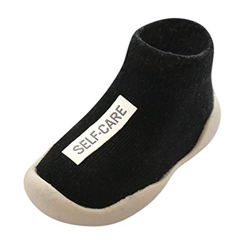 Calzado Casual Infantil Zapatos De Goma Antideslizantes Calcetines De Punto Zapatos De Casa OtoñO Nuevas Botas Desnudas Zapatos para BebéS Y NiñOs ReciéN Nacidos Zapatos De Primer Paso(Negro,25EU)