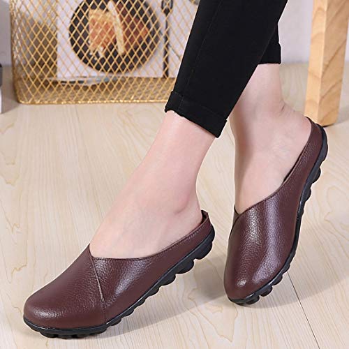 Calzado de Interior para Casual Half Drag Lazy Shoes Shallow Mouth Peas Zapatos for Mujeres (Color: Azul bebé Tamaño: 35) (Color : Brown, tamaño : 39)