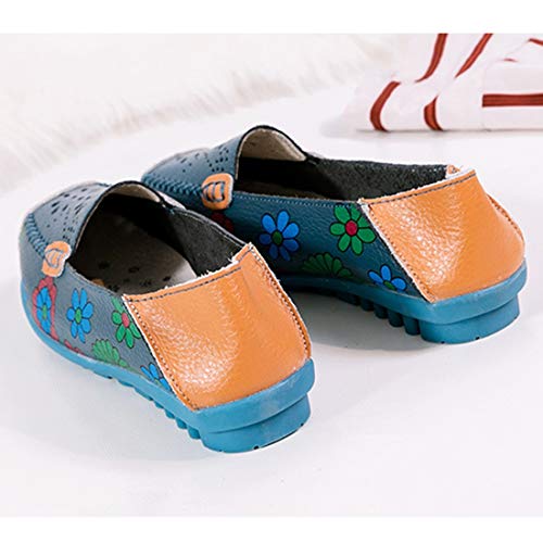 Calzado de Interior para Flower Hollow - Zapatos de Guisantes Casuales for Mujeres (Color: Negro Tamaño: 35) (Color : Dark Blue, tamaño : 39)