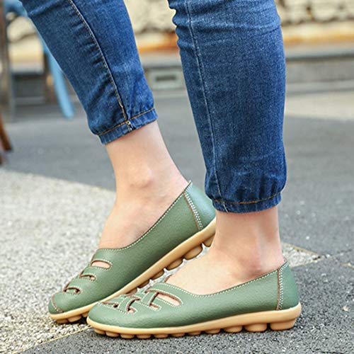 Calzado de Interior para Los Zapatos Huecos de la Enfermera Casuales Cubren los Zapatos de Guisantes for Las Mujeres (Color: Negro Tamaño: 35) (Color : Green, tamaño : 37)
