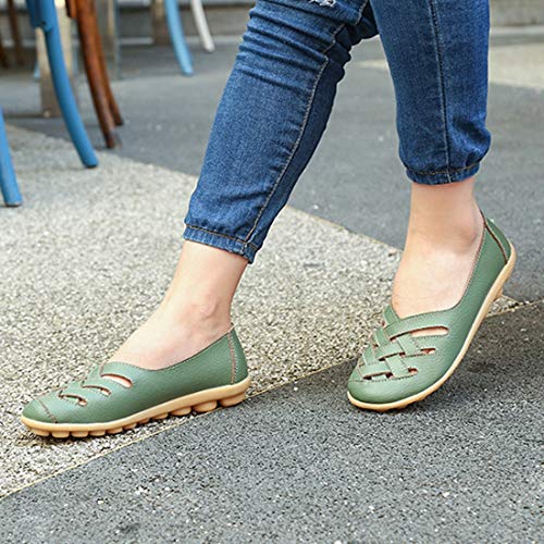 Calzado de Interior para Los Zapatos Huecos de la Enfermera Casuales Cubren los Zapatos de Guisantes for Las Mujeres (Color: Negro Tamaño: 35) (Color : Green, tamaño : 37)
