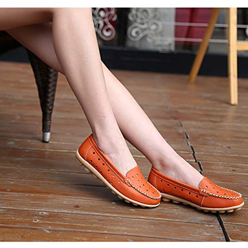 Calzado de Interior para Zapatos de Guisantes Antideslizantes Huecos Ocasionales for Mujeres (Color: Negro Tamaño: 35) (Color : Naranja, tamaño : 41)