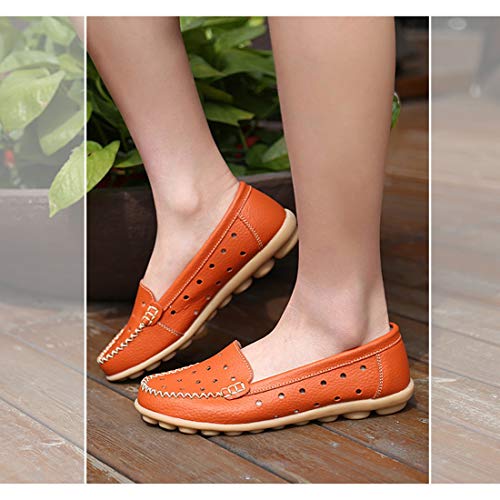 Calzado de Interior para Zapatos de Guisantes Antideslizantes Huecos Ocasionales for Mujeres (Color: Negro Tamaño: 35) (Color : Naranja, tamaño : 41)
