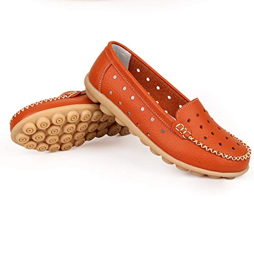 Calzado de Interior para Zapatos de Guisantes Antideslizantes Huecos Ocasionales for Mujeres (Color: Negro Tamaño: 35) (Color : Naranja, tamaño : 41)