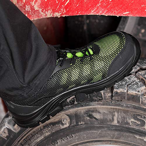 Calzado de Seguridad Impermeable para Hombres Puntera de Composite Sin Metal Ultraligera Botas de Trabajo para Caminar con Entresuela de Kevlar y al Tobillo S3 SRC 8007 Black Hammer (43 EU)