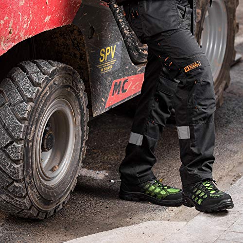 Calzado de Seguridad Impermeable para Hombres Puntera de Composite Sin Metal Ultraligera Botas de Trabajo para Caminar con Entresuela de Kevlar y al Tobillo S3 SRC 8007 Black Hammer (43 EU)