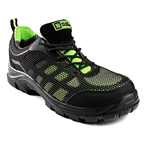 Calzado de Seguridad Impermeable para Hombres Puntera de Composite Sin Metal Ultraligera Botas de Trabajo para Caminar con Entresuela de Kevlar y al Tobillo S3 SRC 8007 Black Hammer (43 EU)