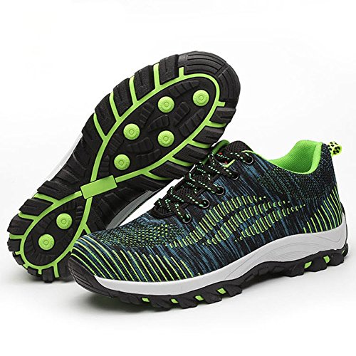 Calzado de Trabajo Hombre Mujer Zapatillas de Seguridad con Punta de Acero Calzado de Trabajo Antideslizante Comodo Verde 44