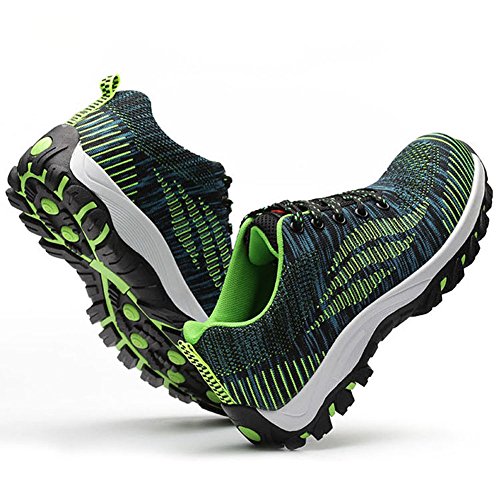 Calzado de Trabajo Hombre Mujer Zapatillas de Seguridad con Punta de Acero Calzado de Trabajo Antideslizante Comodo Verde 44