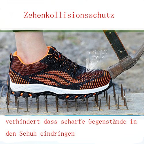 Calzado de Trabajo Hombre Mujer Zapatillas de Seguridad con Punta de Acero Calzado de Trabajo Antideslizante Comodo Verde 44