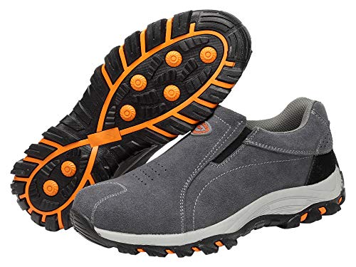 Calzado Deportivo Zapatos de Seguridad Hombre Al Aire Libre Trabajando Slip-On Transpirable Punta de Acero Industria Casual Zapatillas Gris 42 EU
