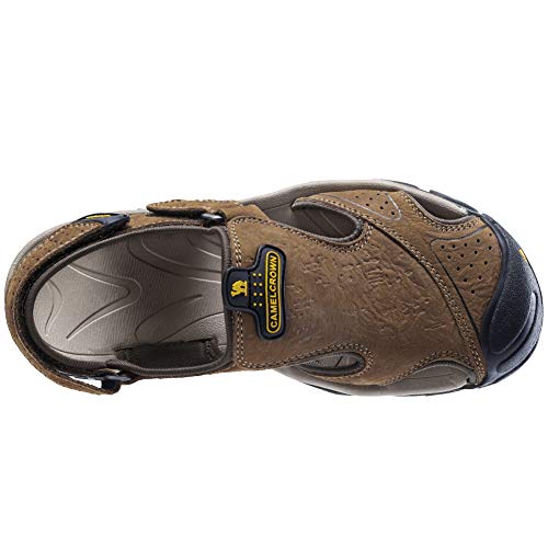 CAMEL CROWN Sandalias de Trekking Sandalias de Verano de Cuero para Hombre Sandalias Deportivas de Playa Sandalias de Punta Cerrada para Hombre