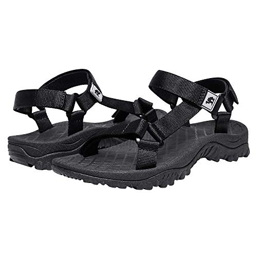 CAMEL CROWN Sandalias Deportivas para Mujer Zapatos de Verano Zapatillas Planas Sandalias de Playa Senderismo Transpirables Zapatos para Caminar Sandalias Exterior Negro Azul Gris
