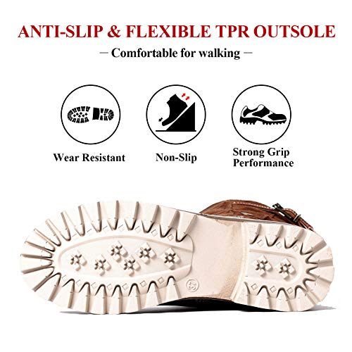 Camfosy Botas para Mujer Botas de Invierno hasta la Rodilla Botas Altas con Forro de Piel Zapatos cálidos de tacón bajo Botas largas para la Nieve Calzado Informal Retro Negro Marrón Gris Brown