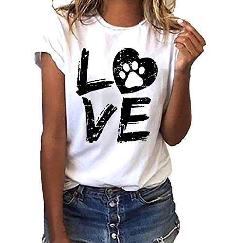 Camiseta de Mujer Manga Corta Corazón Impresión Blusa Camisa Cuello Redondo Promociones Verano Blusa Mujer Top