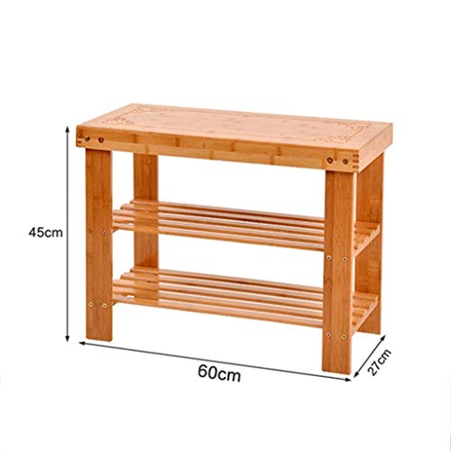 CAMPERS Zapatero Botas Estante de Almacenamiento Soporte de Planta Vertical Cambio de Banco de Zapatos Establo de bambú Natural Ahorra Espacio (Tamaño: 60X27X45CM)