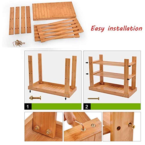 CAMPERS Zapatero Botas Estante de Almacenamiento Soporte de Planta Vertical Cambio de Banco de Zapatos Establo de bambú Natural Ahorra Espacio (Tamaño: 60X27X45CM)