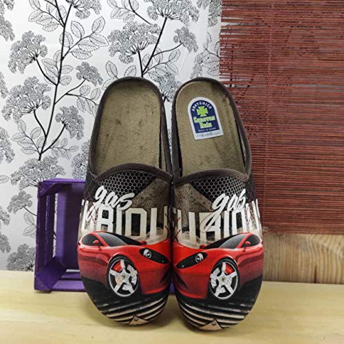 Canovas - Zapatillas Casa con Plantilla Extraible Hombre - Cadette | Chinela Juvenil y cadette | Marrón y Azul (Marrón, 42)
