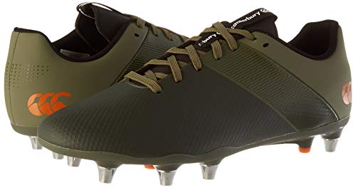 Canterbury Phoenix 3.0 Soft Ground, Zapatillas para Rugby Hombre, Liquen Prof Verde/Negro/Puffin39 Colores Bill, 44 EU