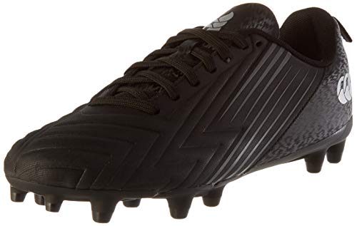 Canterbury Speed 3.0 Firm Ground, Zapatillas para Rugby Hombre, Negro/Gris Oscuro/Plata Claro, 43 EU