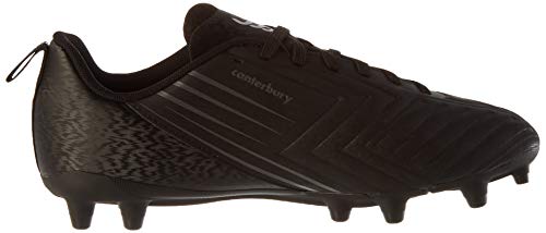 Canterbury Speed 3.0 Firm Ground, Zapatillas para Rugby Hombre, Negro/Gris Oscuro/Plata Claro, 43 EU