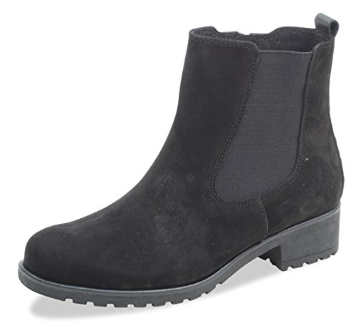 CAPRICE Botines Chelsea Boots 26414-21, botines para mujer, botines, botines, cremallera, capuchón azul, tacón de bloque de 4 cm, color Negro, talla 37 EU