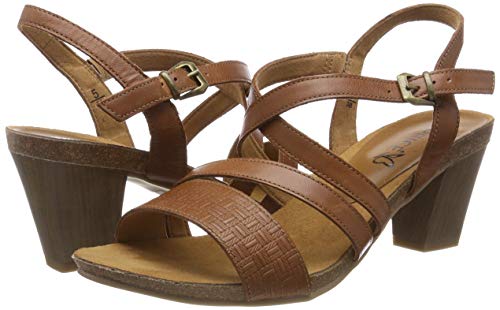 Caprice Chenoa, Sandalia con Pulsera Mujer, Marrón (Cognac Nappa 303), 40.5 EU