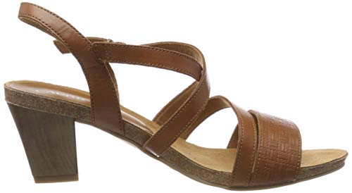 Caprice Chenoa, Sandalia con Pulsera Mujer, Marrón (Cognac Nappa 303), 40.5 EU